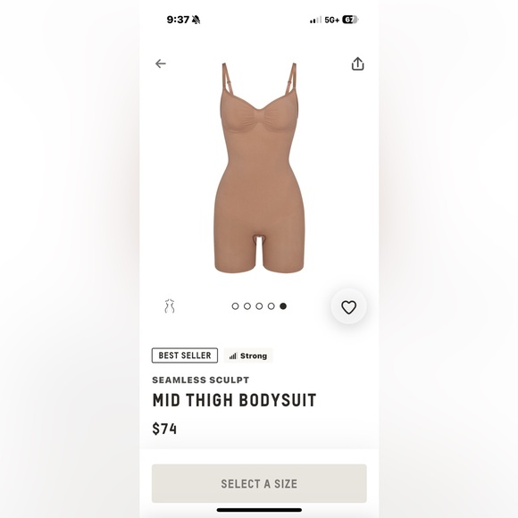 SKIMS Mid Thigh Bodysuit in sienna and mid thigh high waisted shorts - Picture 1 of 5